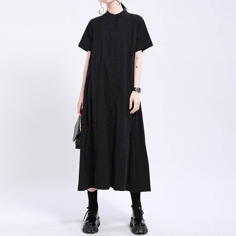 Design Sense Japanese Pure Color Cotton And Linen Irregular Dress