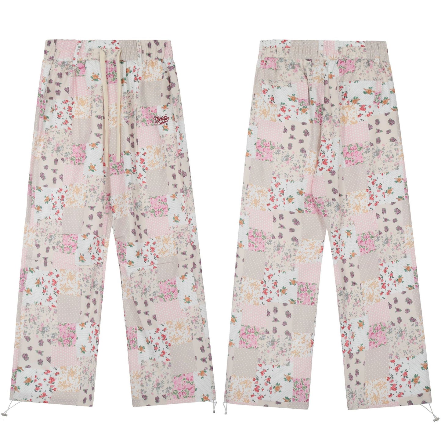 American Retro Hot Girl Floral Plaid Casual Trousers